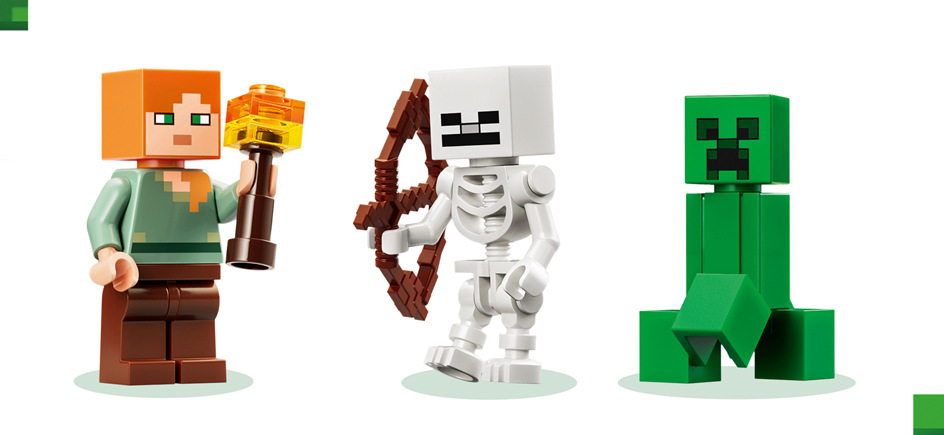Stavebnice s 301 dílky nabízí Minecraft dobrodružství, které zpestří digitální návod v aplikaci LEGO Builder.