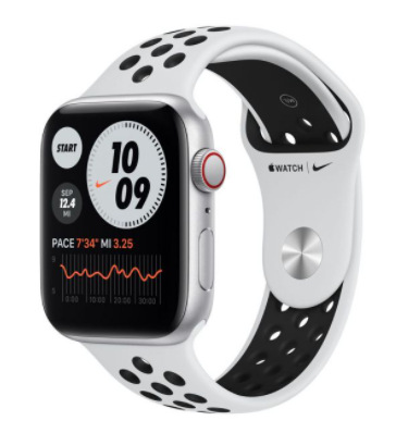 Chytré hodinky Apple Watch Nike SE GPS, 40mm pouzdro ze střírbného hliníku - platinový / černý sportovní řemínek