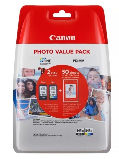 Inkoustová náplň Canon PG545XL/CL546XL, 400/300 stran, Photo Value Pac, vícebarevná