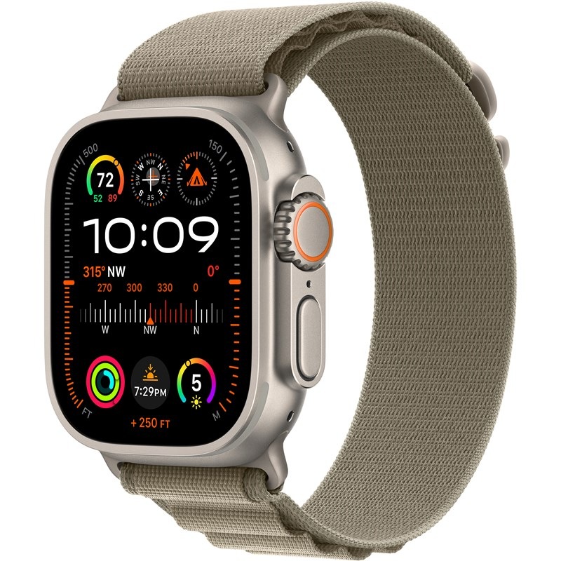 Chytré hodinky Apple Watch Ultra 2 GPS + Cellular, 49mm pouzdro z titanu - olivový alpský tah - M
