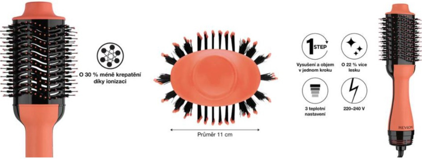 Vlasový kartáč Revlon One-Step Volumizer RVDR5222AE, apricot oranžový Revlon One-Step Volumizer RVDR5222AE, apricot
