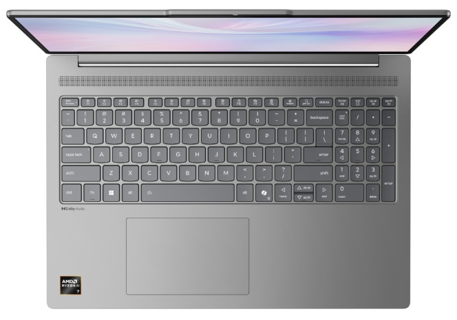 Notebook Lenovo IdeaPad Slim 5 16AKP10 šedý Klávesnice s numerickou částí a vícedotykový touchpad notebooku Lenovo IdeaPad Slim 5