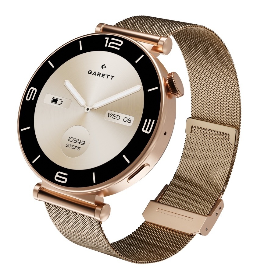 Chytré hodinky Garett Rose Mesh steel zlaté