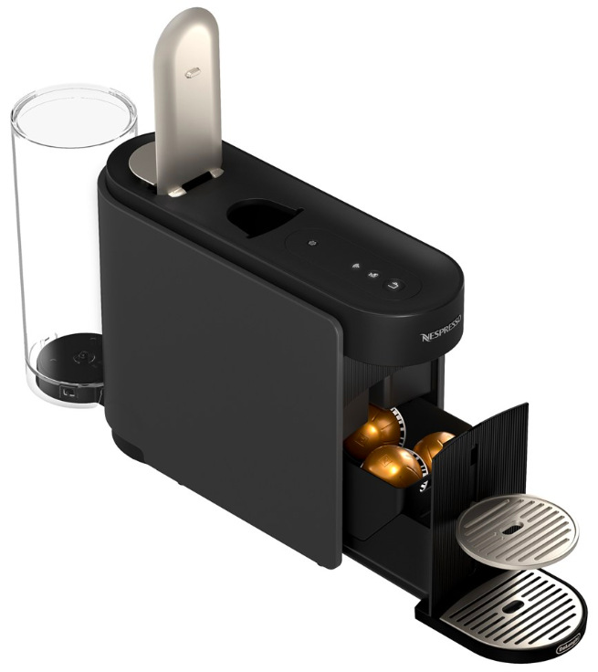 Horní část DeLonghi Nespresso Vertuo Up Bundle ENV200.GYAE s ovládáním One Touch a víkem kapsle