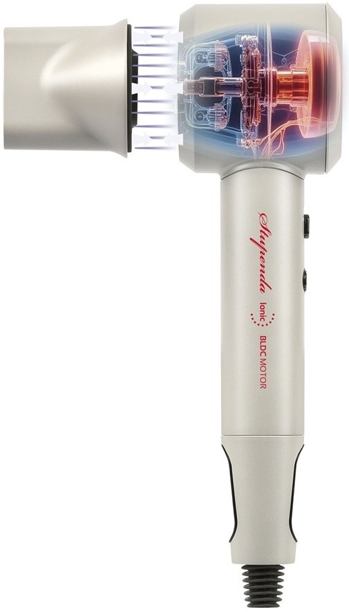 Fén Girmi Stupenda PH9201 krémový Obrázek znázorňuje fén Girmi PH9201 Stupenda a magnetické uchycení koncentrátoru pro dokonalý účes.