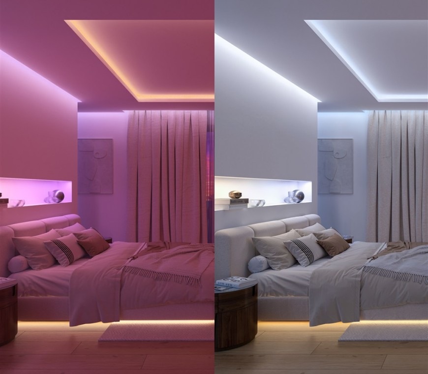 LED pásek Philips Hue Flux strip instalovaný v interiéru