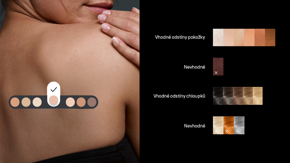 Odstíny pokožky vhodné pro ošetřování IPL Braun IPL7431 Skin i·expert