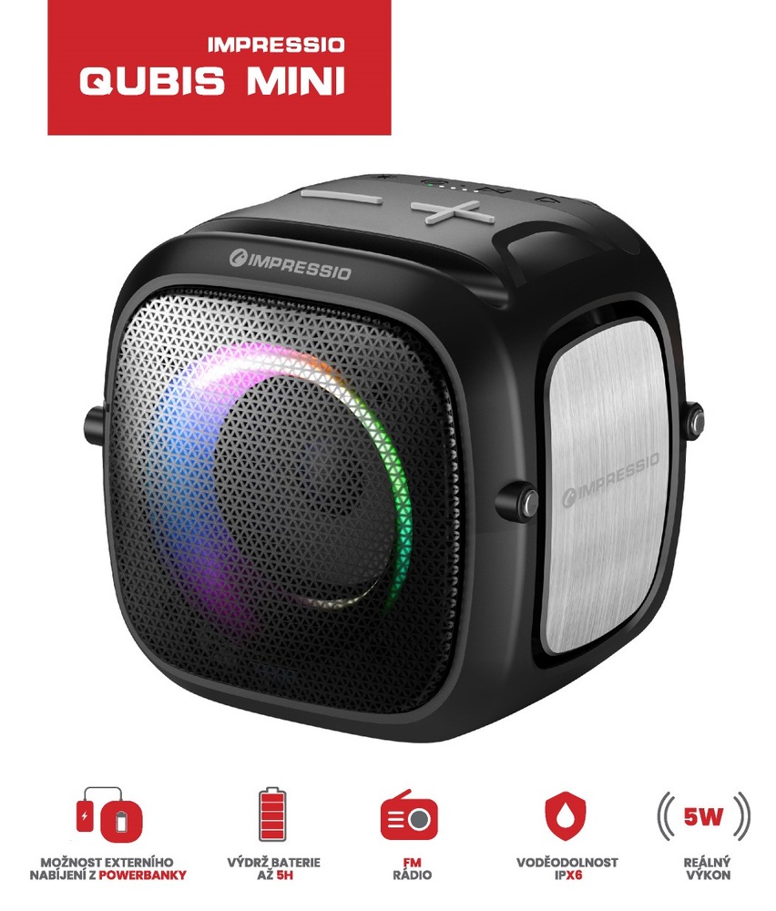 Přenosný reproduktor C-Tech Impressio Qubis mini černý