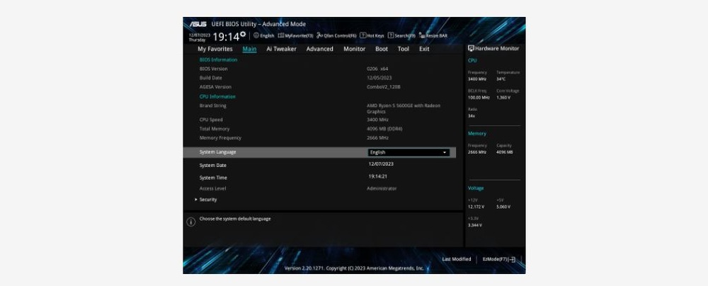 Základní deska Asus PRIME A520M-R UEFI bios desky Asus PRIME A520M-R