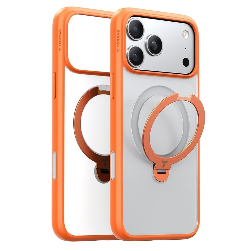 Kryt na mobil Torras Ostand Q3 Spin na Apple iPhone 17 Pro, v oranžovém provedení
