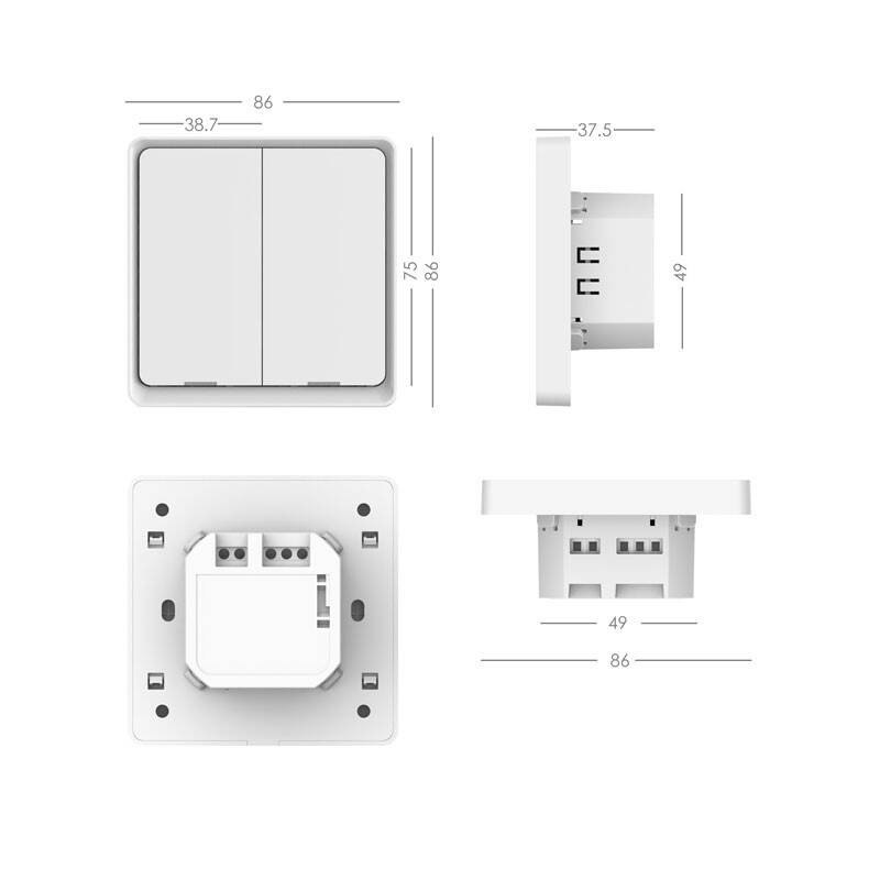 Vypínač IMMAX NEO SMART sada 3x vypínač 2-tlačítkový Wi-Fi, 230V bílý Vypínač IMMAX NEO SMART sada 3x vypínač 2-tlačítkový Wi-Fi, 230V bílý