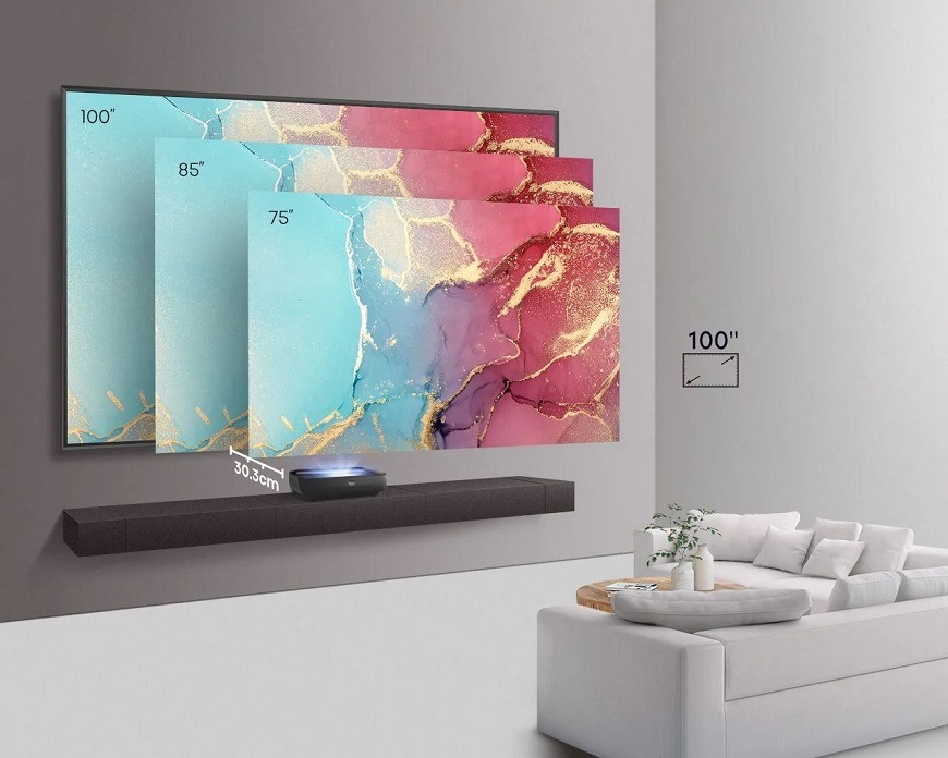 Laser TV Hisense 100L9HD Laser Smart TV Hisense 100L9H, černá, technologie potlačující okolní světlo