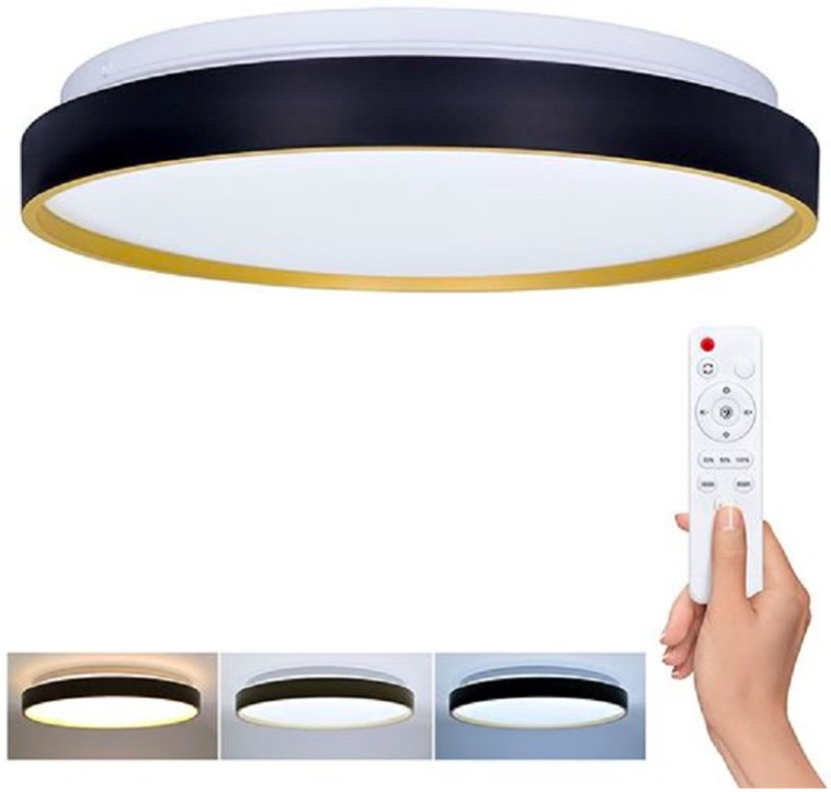 Stropní svítidlo Solight WO8013 CALA 48 W s dálkovým ovládáním v černo-zlatém provedení a LED osvětlením