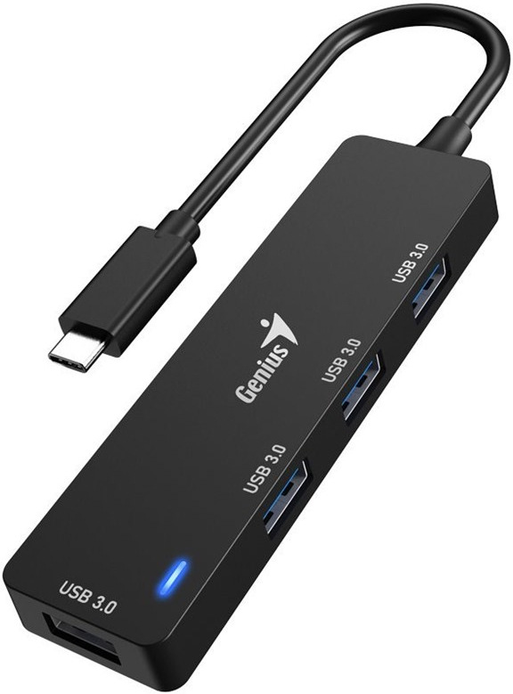 Genius UH-400, USB-C / 4× USB 3.0, černá