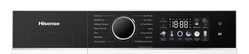 detail na ovladaci panel pračky Hisense WF3I8043BWF