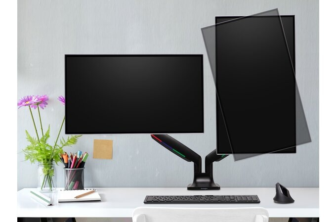 Držák KENSINGTON SmartFit dvojramenný držák monitorů černý Kensington One-Touch Height Adjustable Dual Monitor Arm, černá