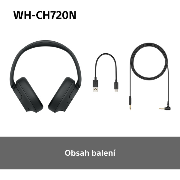 Sluchátka Sony WH-CH720 černá Sluchátka Sony WH-CH720N, černá, obsah balení