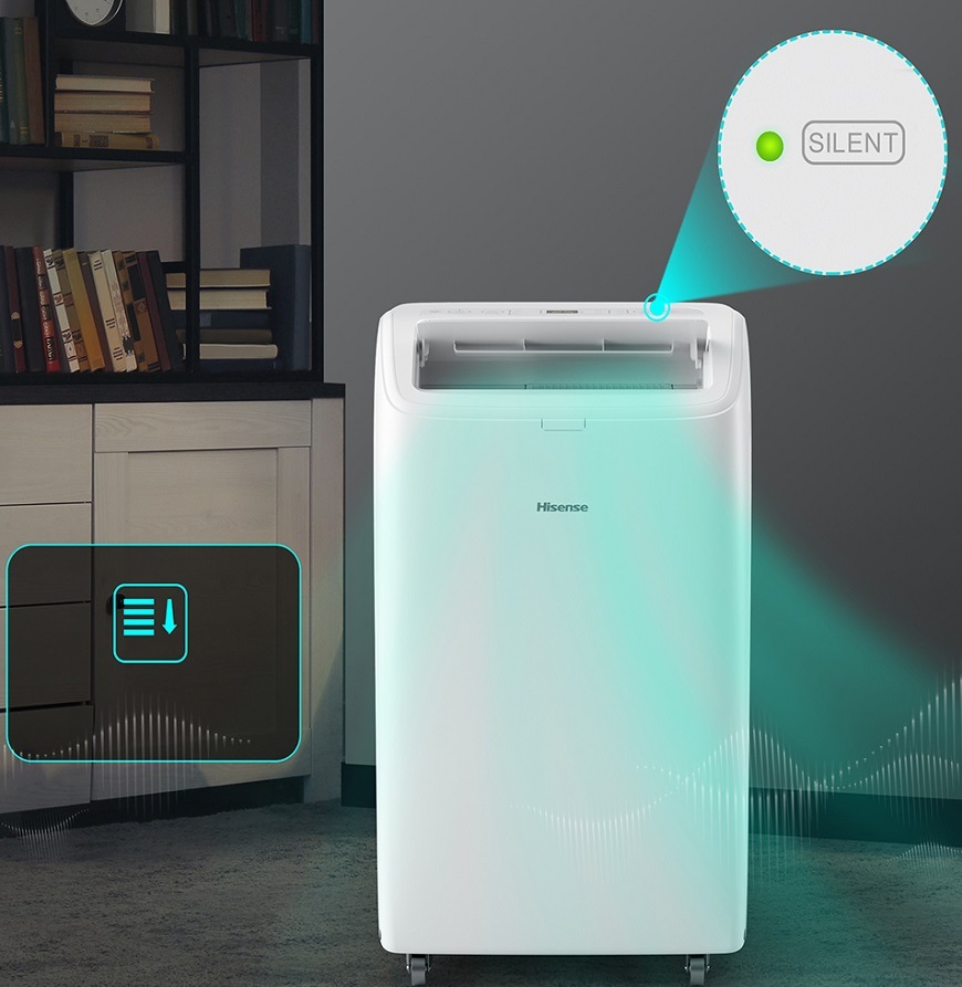 Mobilní klimatizace Hisense APC09QC, bílá, tichý režim