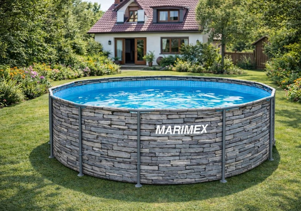 Bazén Marimex Florida stojící na zahradě v létě
