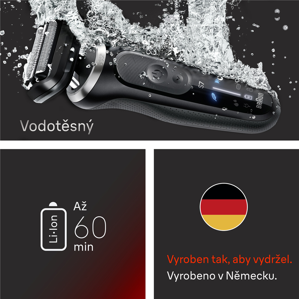 Holicí strojek Braun Series 7 72-N1000sF1 černý Vodotěsnost a výdrž strojku Braun 72-N1000sF1 Series 7