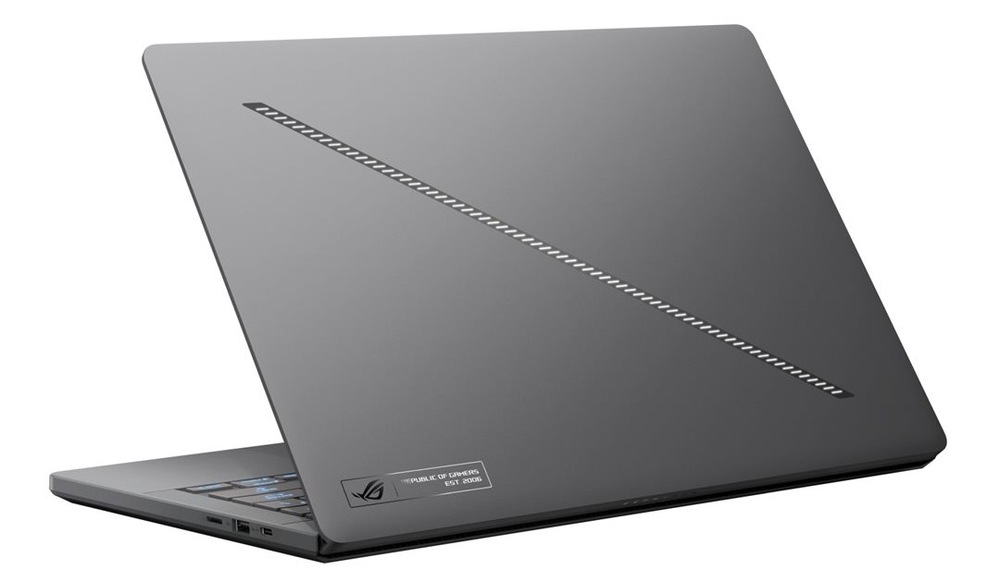 Pootevřený notebook Asus ROG Zephyrus G14 zezadu
