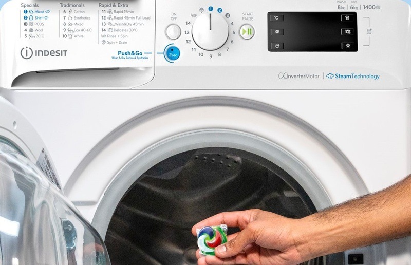 Pračka/sušička Indesit BDE 76435 WSV EE, bílá, Indesit PODS