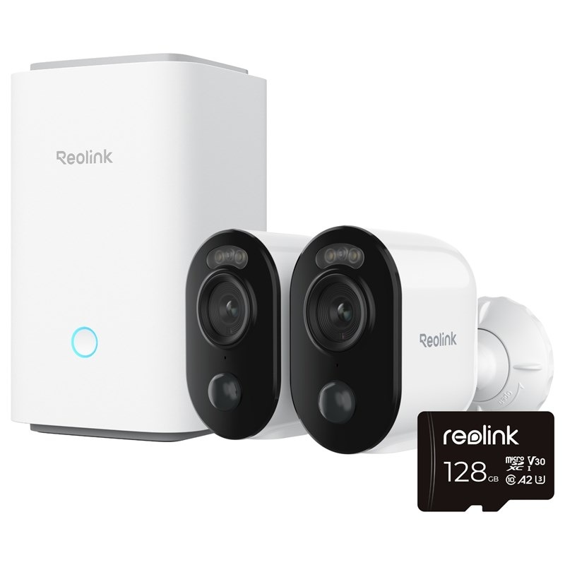 IP kamera Reolink 2x Argus Series B310 + Hub 1 + 128GB microSD karta bílá