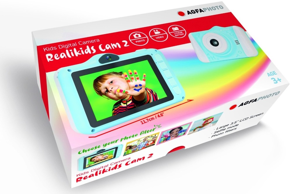 Digitální fotoaparát AgfaPhoto Realikids Cam 2 modrý Balení dětského fotoaparátu AgfaPhoto Realikids Cam 2 s popisem funkcí.