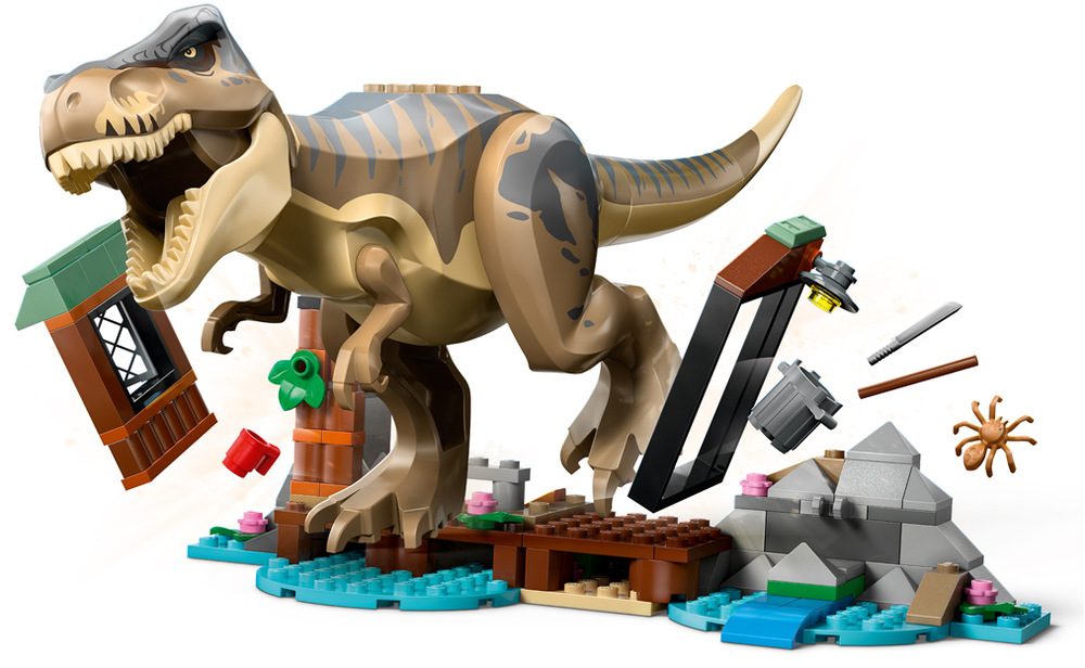 Stavebnice LEGO® Jurassic World 76975 T-rex a útěk po řece Prorazitelná kůlna s molem přináší dynamickou akci, kterou můžou děti znovu stavět a pokaždé jinak rozehrát.