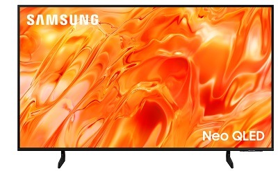 Televize Samsung QE43QN72H s oranžovou texturou na obrazovce