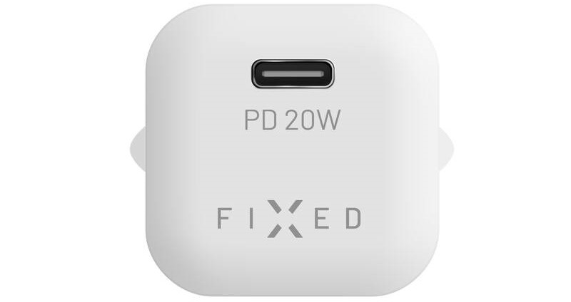 Nabíječka do sítě FIXED Mini USB-C PD 20W, MFI + USB-C kabel 1m bílá