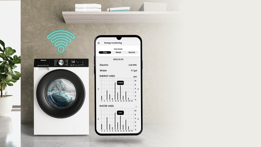Pračka Hisense WF3S8045BW3, bílá, mobilní aplikace ConnectLife