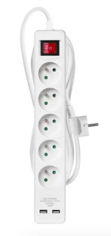 Kabel prodlužovací EMOS 5x zásuvka + 2x USB, 3m bílý Kabel prodlužovací EMOS 5x zásuvka + 2x USB, 3m bílý