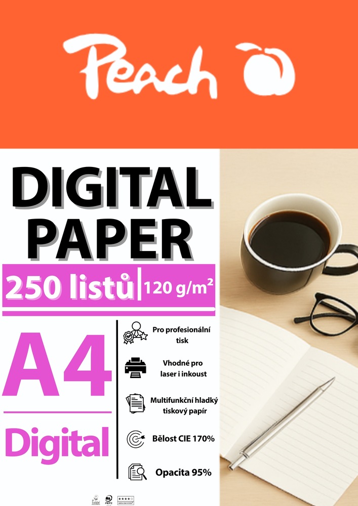 Papíry do tiskárny Peach Digital A4 120g - 250 listů
