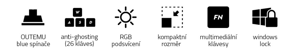 Klávesnice Niceboy ORYX K300X, CZ layout černá Klávesnice Niceboy ORYX K300X, CZ layout černá