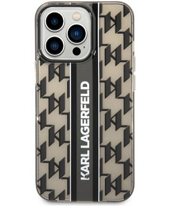 Kryt na mobil Karl Lagerfeld Monogram Vertical Stripe na Apple iPhone 14 Pro Max černý KLGKLHCP14XHKLSPCK