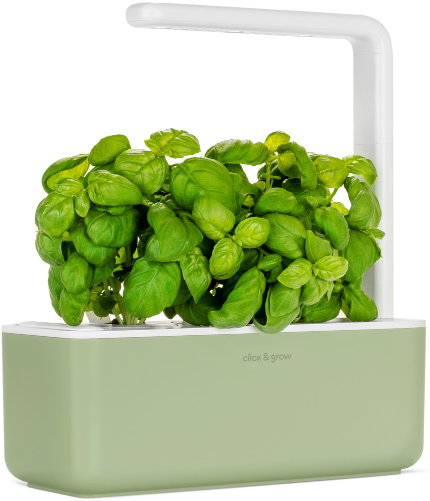 Chytrý květináč Click and Grow Smart Garden 3 šalvějový Chytrý květináč s bazalkou.