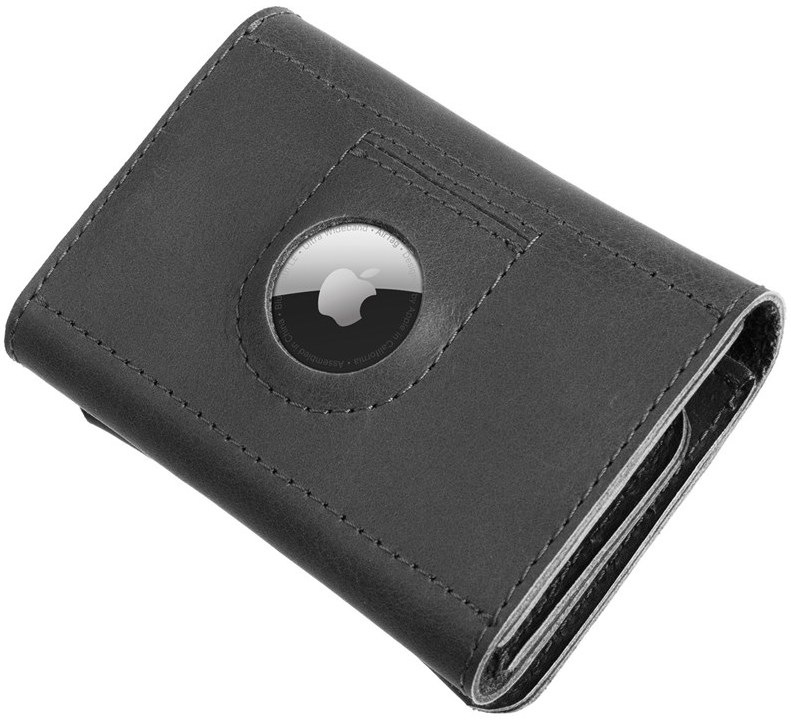 Peněženka FIXED Tripple Wallet pro AirTag z pravé hovězí kůže černá