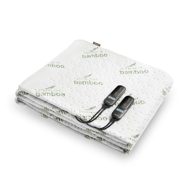 Vyhřívací podložka Duux DXUB32 Snooze Bamboo 200 x 155 cm, bílá barva.