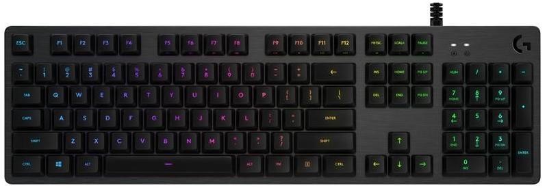 Klávesnice Logitech Gaming G512, RGB, GX Brown (hmatové), US černá