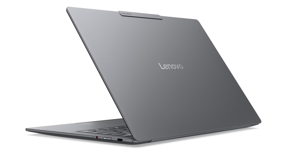 Notebook Lenovo Yoga Slim 7 stříbrný Pootevřený notebook Lenovo Yoga Slim 7 14IPH11 zezadu