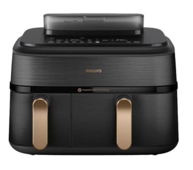 Fritéza horkovzdušná Philips NA552/00 Airfryer dual basket s párou 9 l, černá