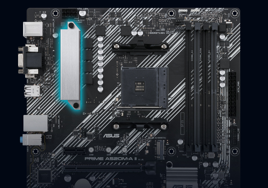 Základní deska Asus PRIME A520M-A II/CSM Asus PRIME A520M-A II/CSM dbá i na chlazení