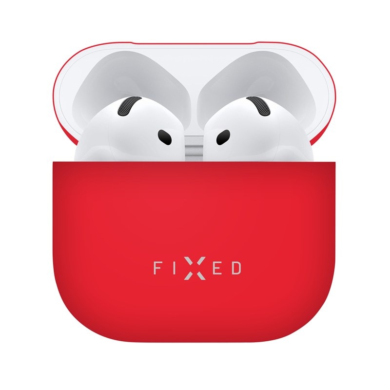 Ultratenké pouzdro Silky pro Apple AirPods 4 v červeném provedení.