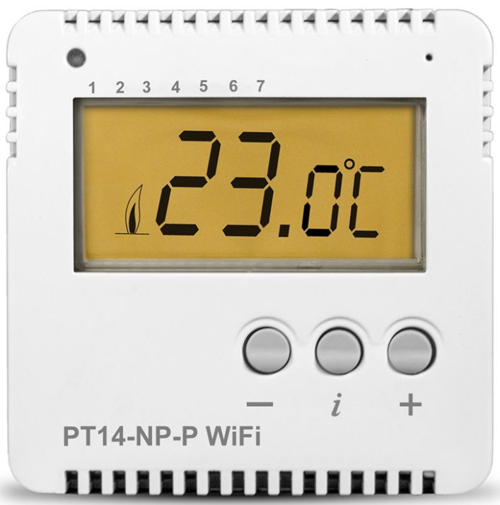 Prostorový WiFi termostat Elektrobock PT14-NP-P pro řízení vytápění, bílá barva
