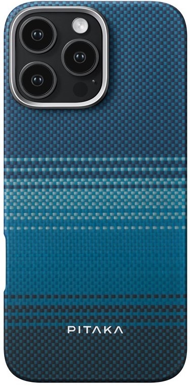 Kryt na mobil Pitaka Tactile Woven Moonrise na Apple iPhone 16 Pro Max - černý/modrý