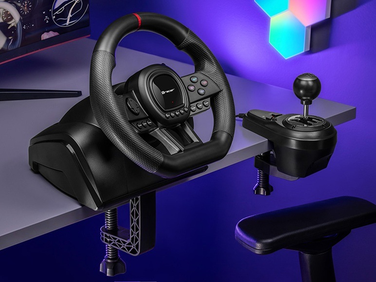 Volant Tracer SimRacer Manual Gearbox 6 in 1 - PC/PS4/PS3/Xone/X360/SWITCH černý