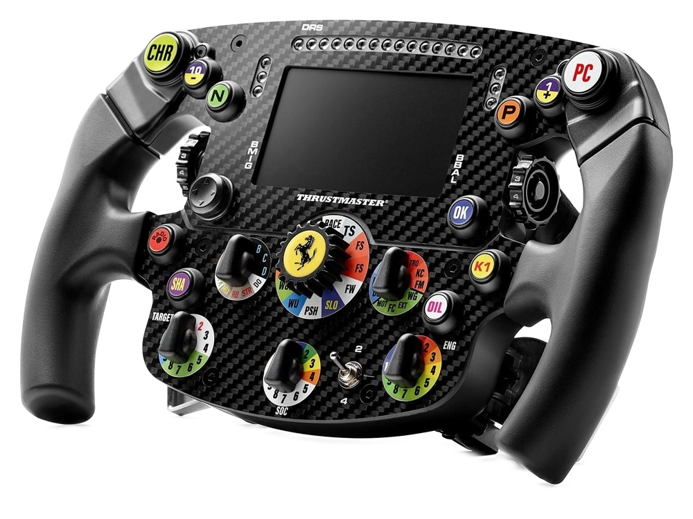 Volant Thrustmaster Formule Ferrari SF-25 edice Add-On, PC , PS5/4 černý Formulový věnec volantu s karbonovým čelním panelem a barevnými otočnými voliči