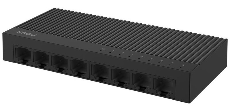 Switch Imou s osmi porty, LED indikátory, černá barva