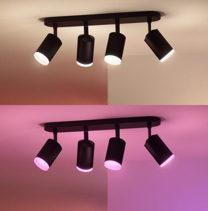 Bodové svítidlo Philips Hue Fugato White and Color Ambiance 4 Spot černé Bodové svítidlo Philips Hue Fugato White and Color Ambiance 4 Spot černé